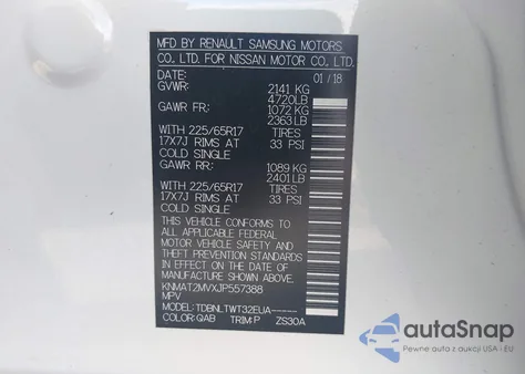 2018 Nissan Rogue Sv из США, поврежденный, VIN KNMAT2MVXJP557388